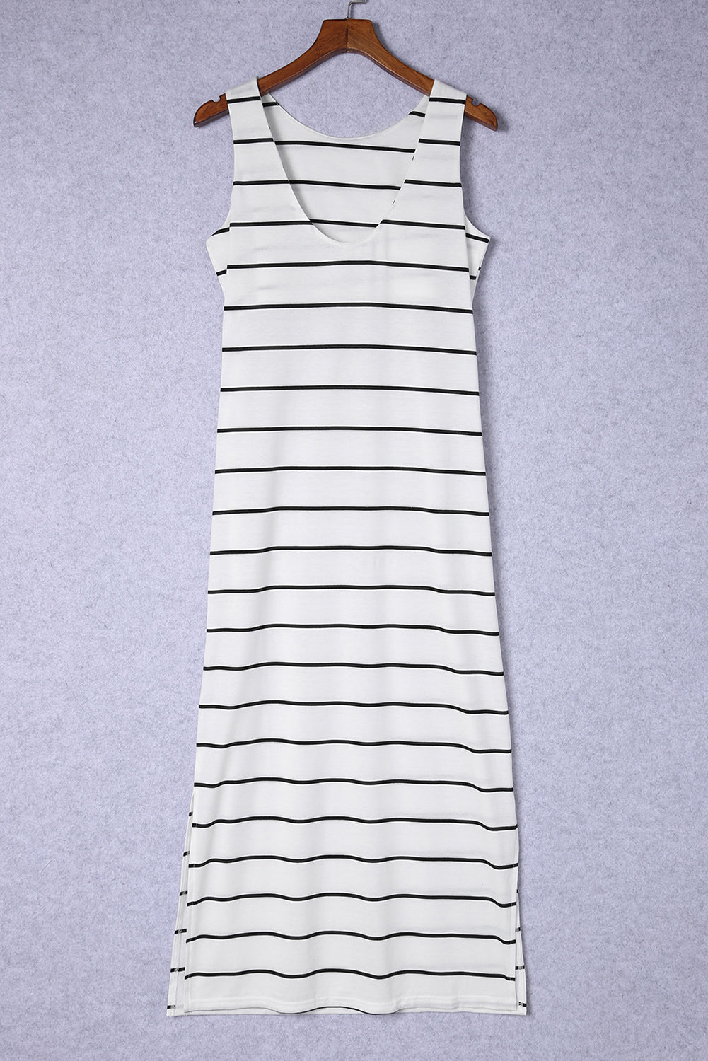 Striped Slit Sleeveless Maxi Dress Orchid Unique 