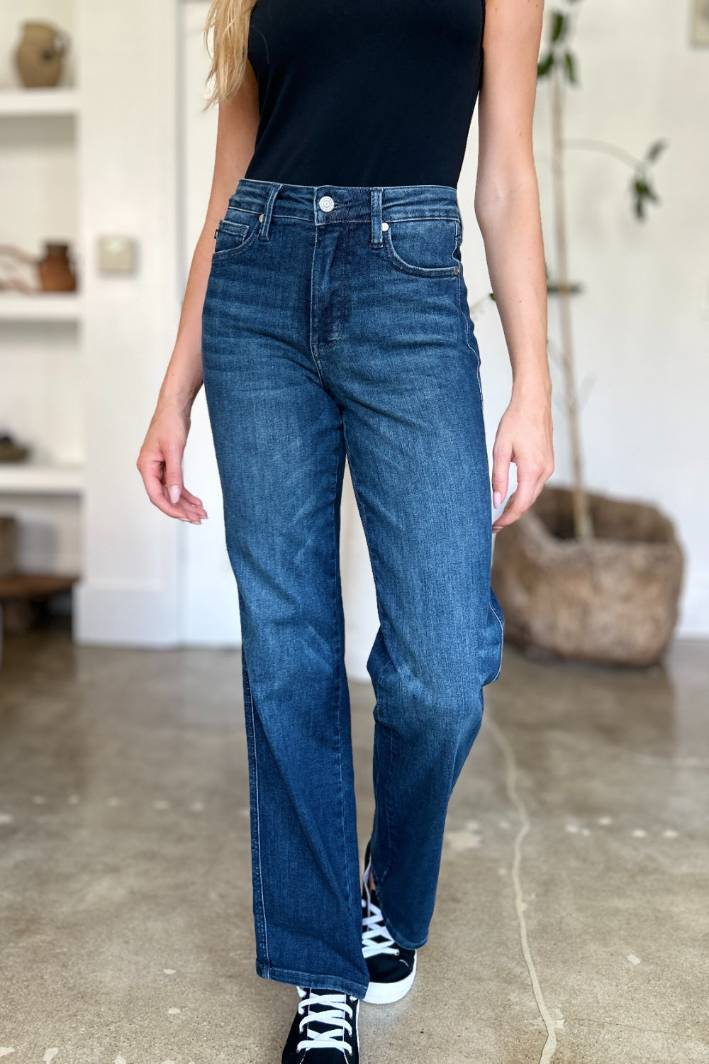 Judy Blue Full Size Tummy Control Straight Jeans Orchid Unique 