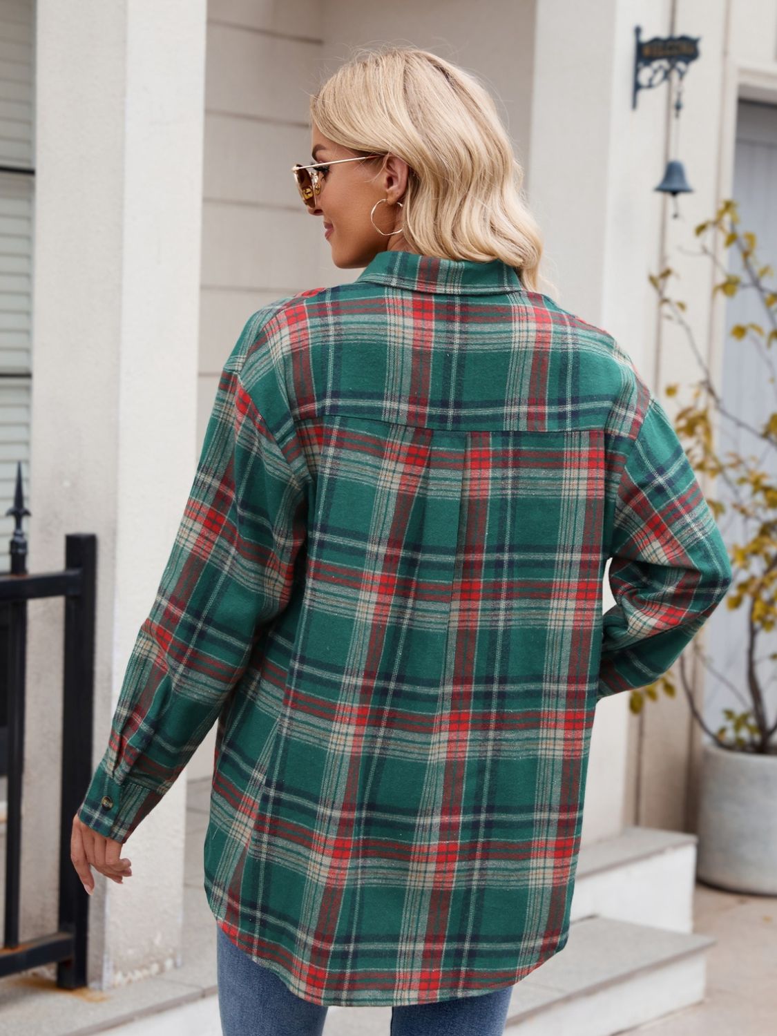 Plaid Button Up Long Sleeve Shirt Orchid Unique 