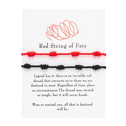 2Pcs 7 Knots Red Black String Bracelet - Orchid Unique