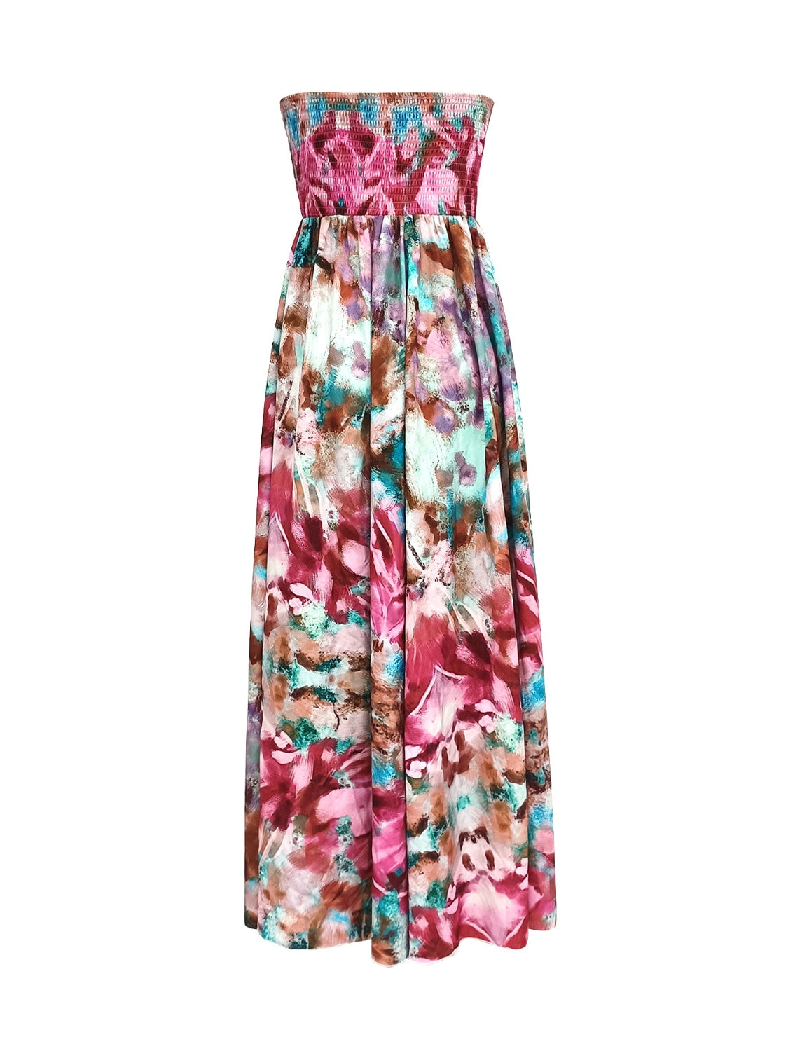 Smocked Printed Sleeveless Maxi Dress Orchid Unique 