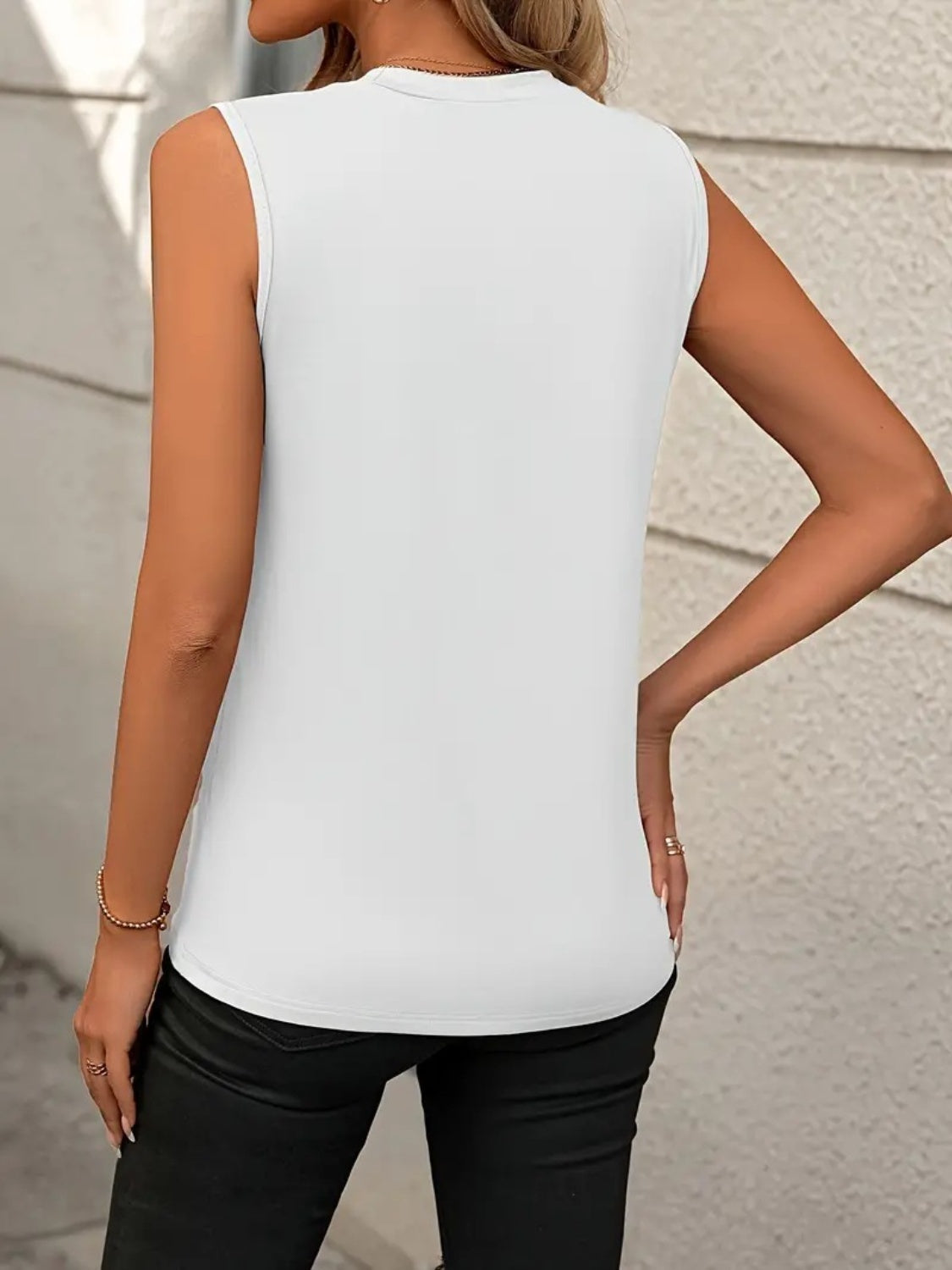 Round Neck Sleeveless Tank Orchid Unique 