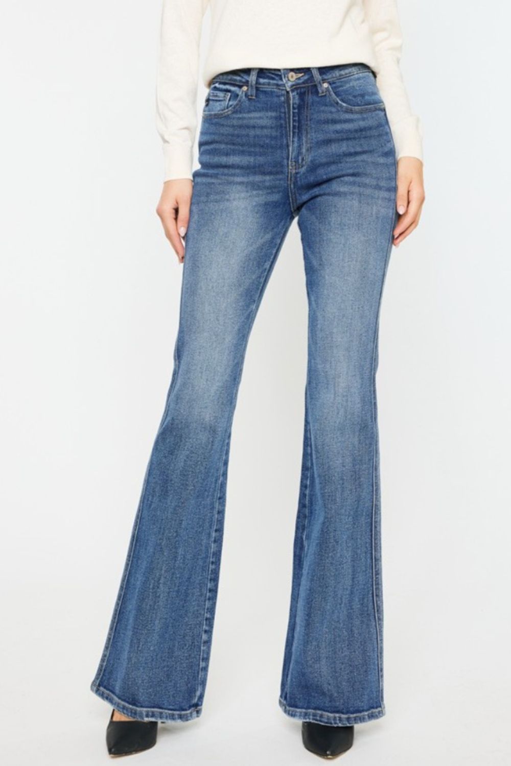 Kancan Cat's Whiskers High Waist Flare Jeans Orchid Unique 