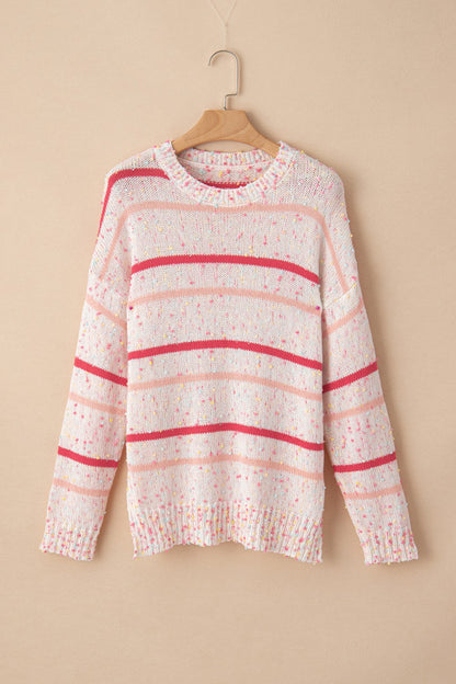 Confetti Round Neck Dropped Shoulder Sweater