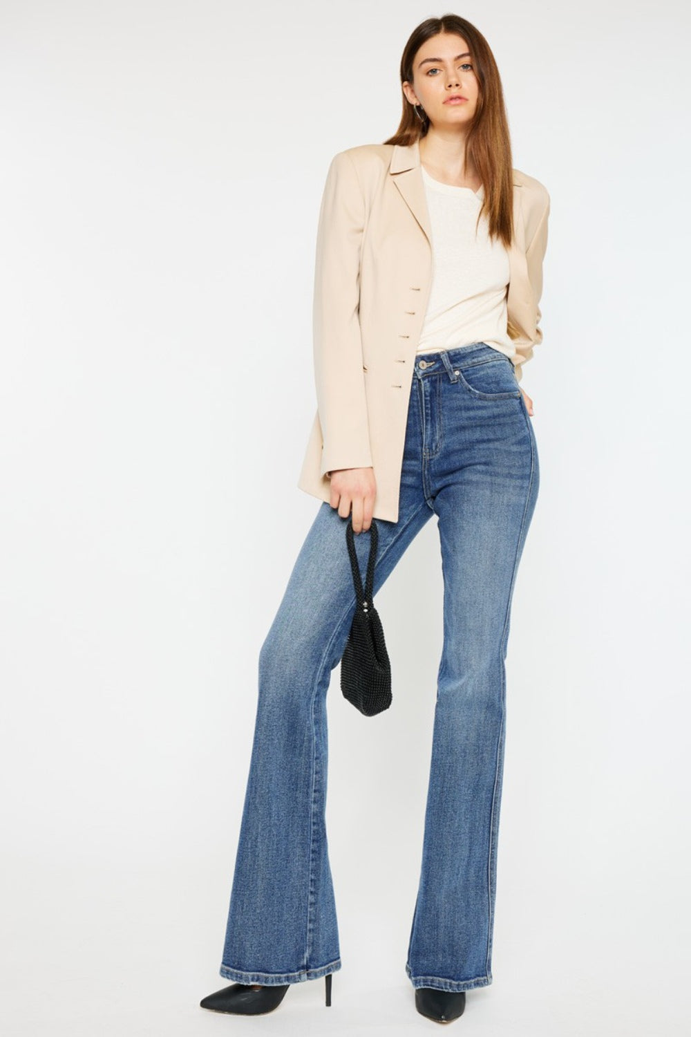 Kancan Cat's Whiskers High Waist Flare Jeans Orchid Unique 