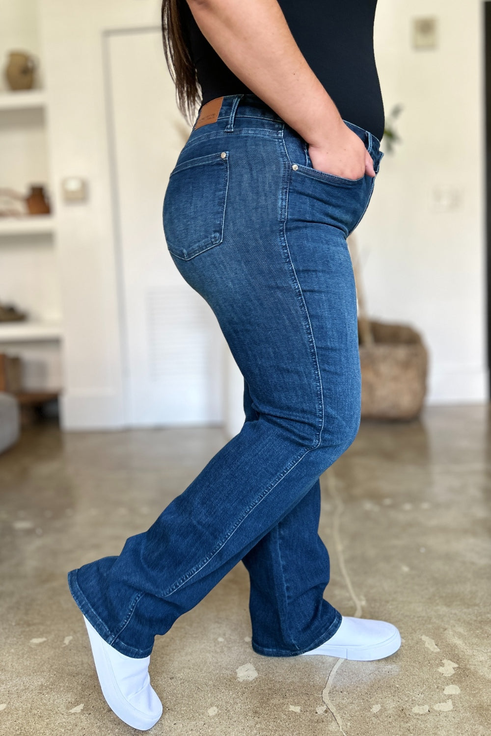 Judy Blue Full Size Tummy Control Straight Jeans Orchid Unique 