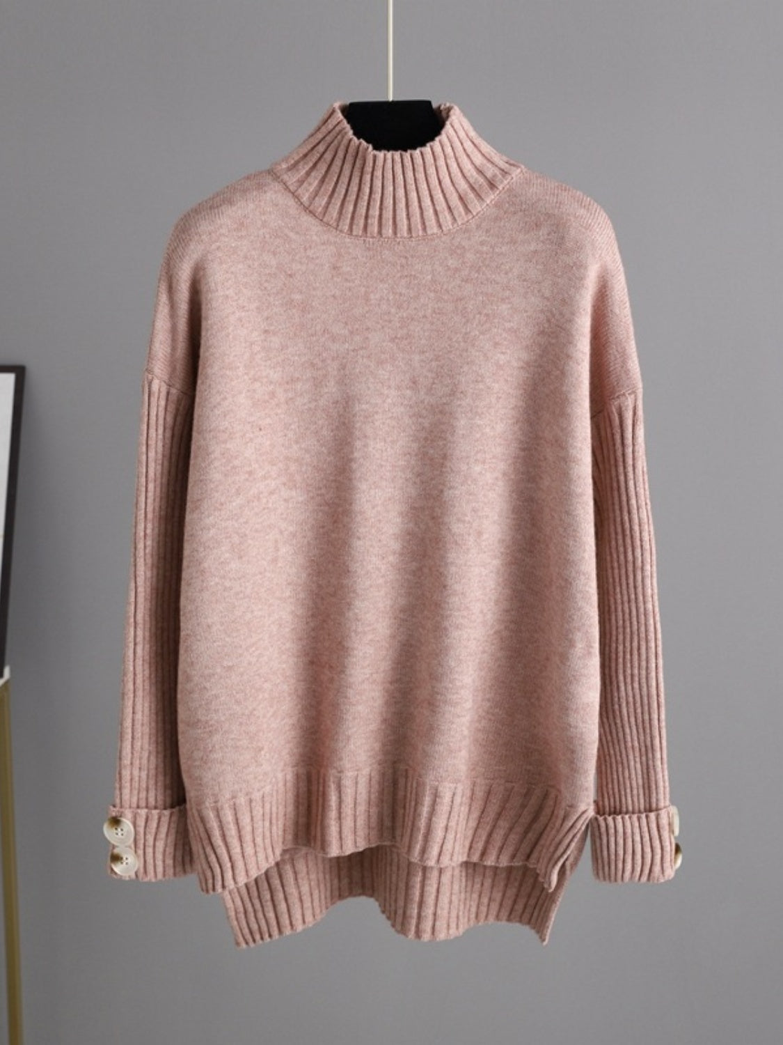 Basic Bae High- Low Turtleneck Long Sleeve Top and Pants Sweater Set Orchid Unique 