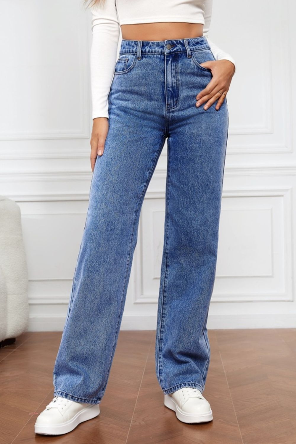 High Waist Straight Jeans Orchid Unique 