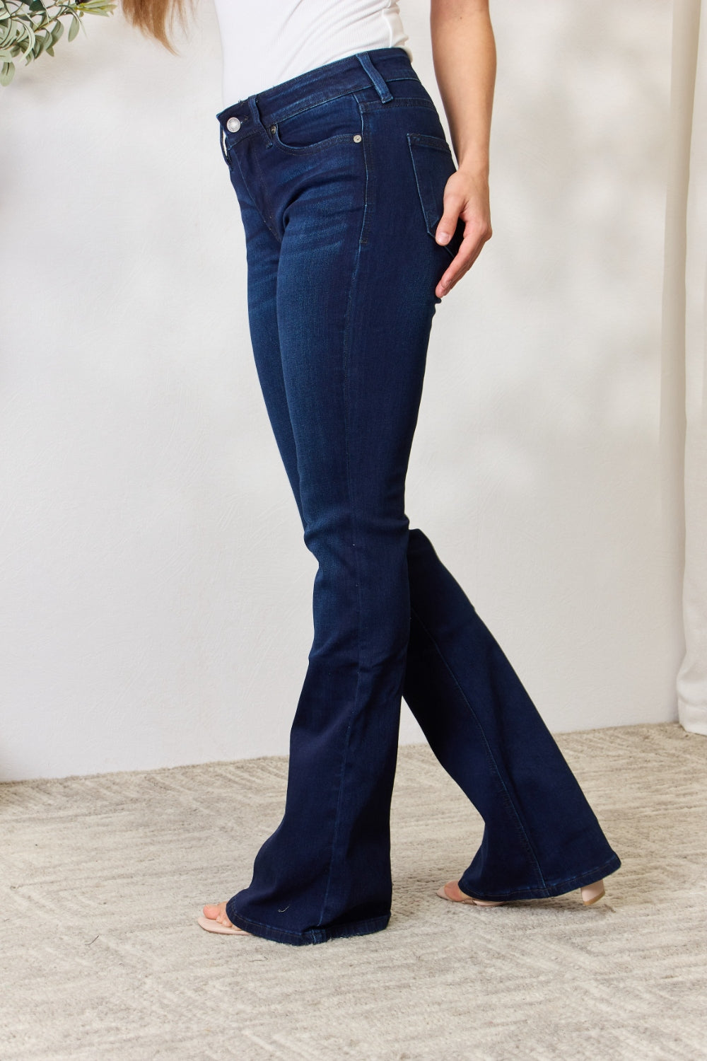 Kancan Full Size Mid Rise Flare Jeans Orchid Unique 