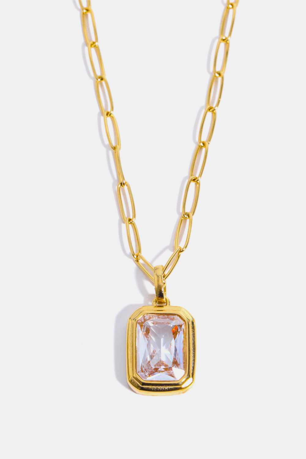 Zircon 18K Gold-Plated Geometrical Shape Pendant Necklace Orchid Unique 