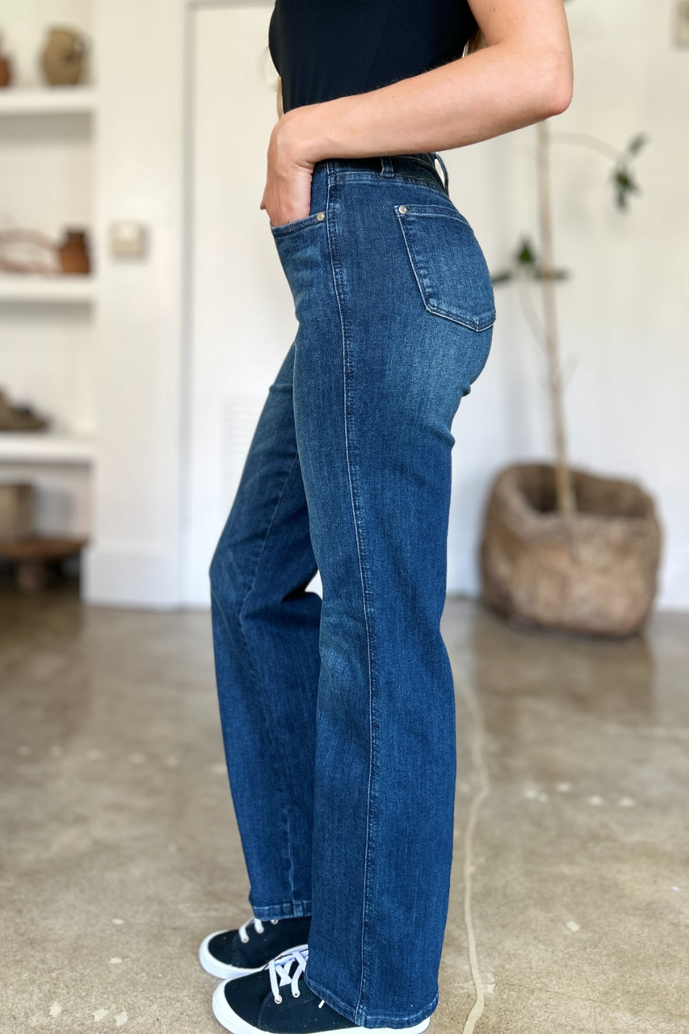 Judy Blue Full Size Tummy Control Straight Jeans Orchid Unique 