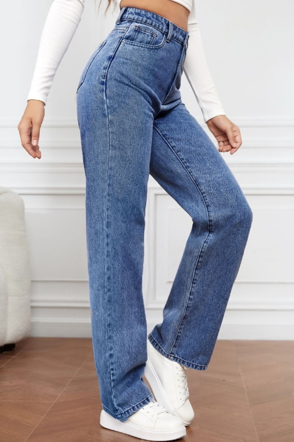 High Waist Straight Jeans Orchid Unique 