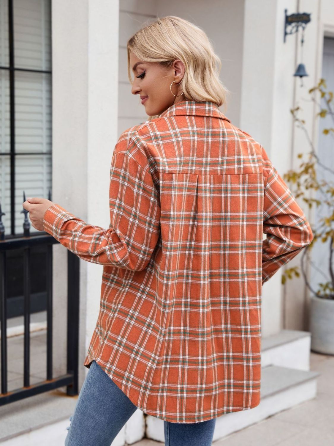 Plaid Button Up Long Sleeve Shirt Orchid Unique 