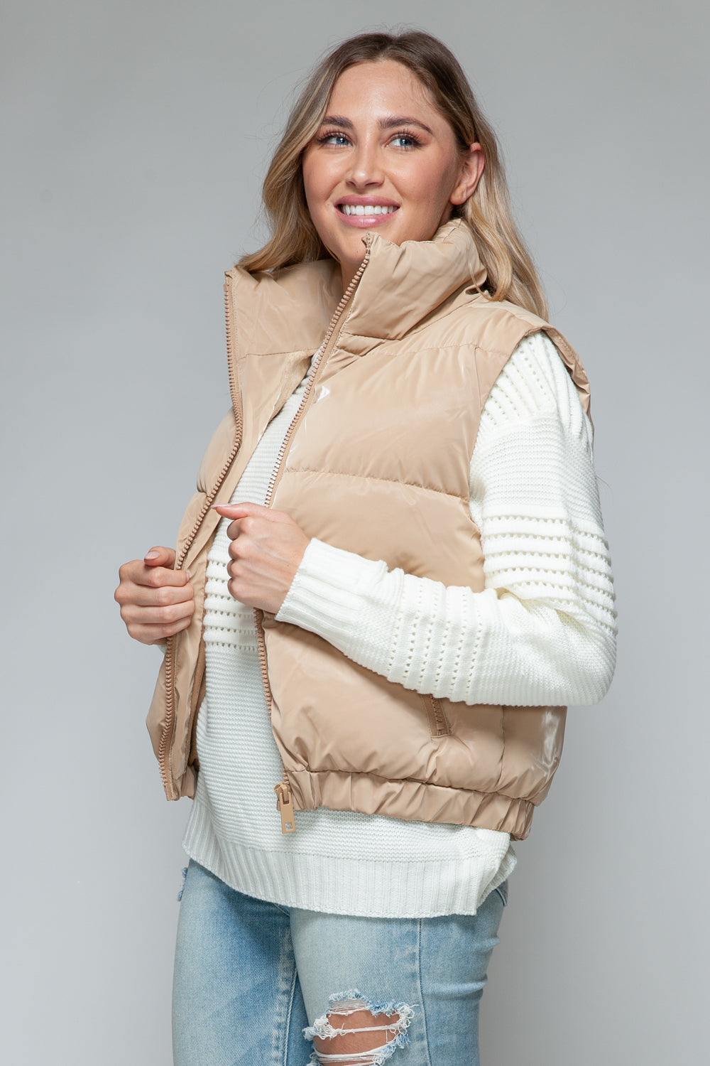 Snobbish Fine Fur Lining Quilted Vest Orchid Unique 