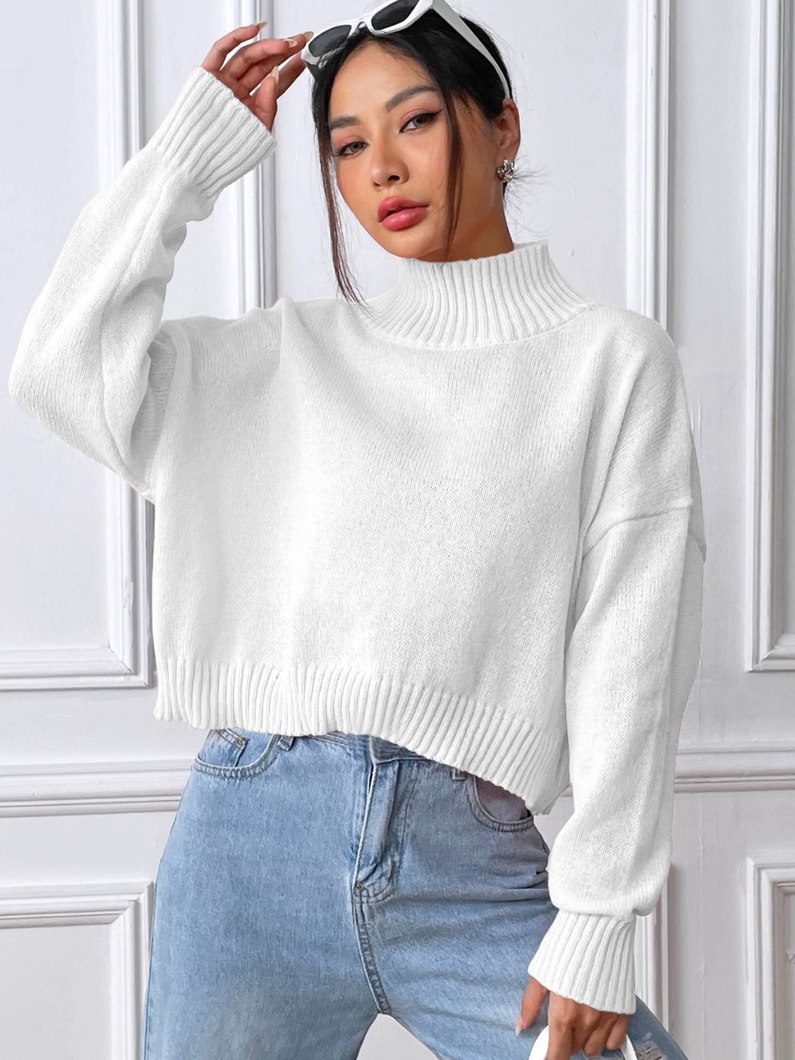 Turtleneck Long Sleeve Sweater Orchid Unique 