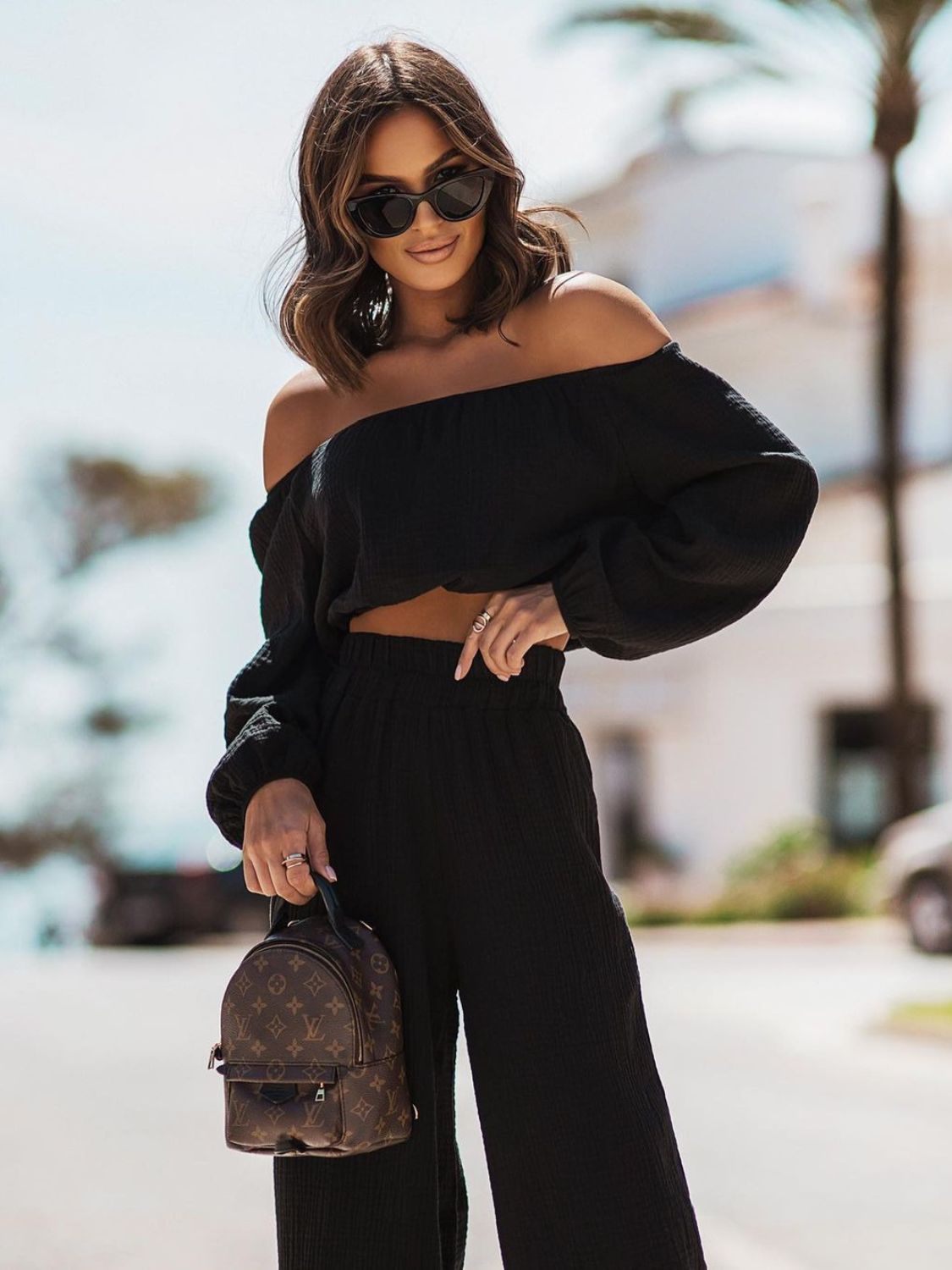 Off Shoulder Long Sleeve Top and Pants Set Orchid Unique 