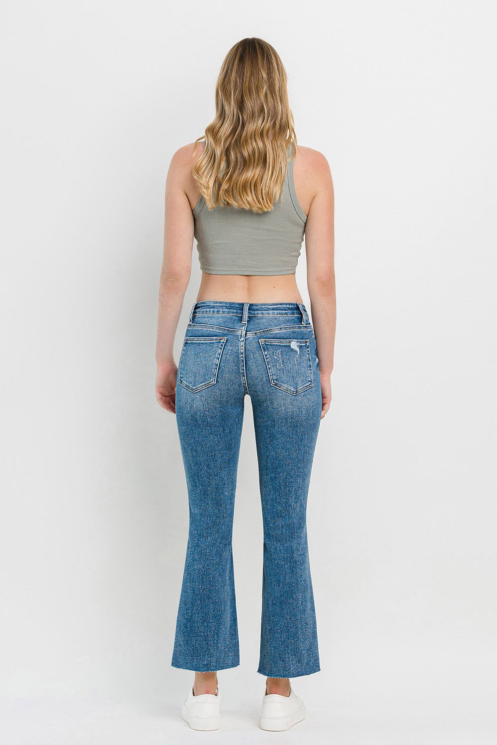 Vervet by Flying Monkey Full Size Mid Rise Distressed Cropped Flare Jeans Orchid Unique 