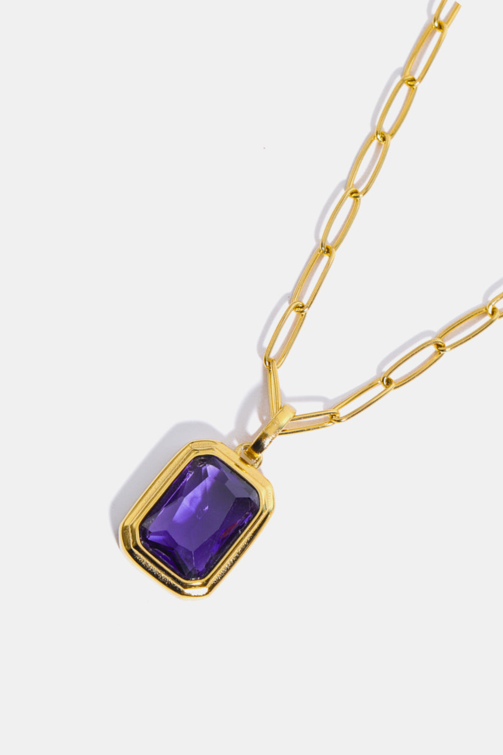 Zircon 18K Gold-Plated Geometrical Shape Pendant Necklace Orchid Unique 