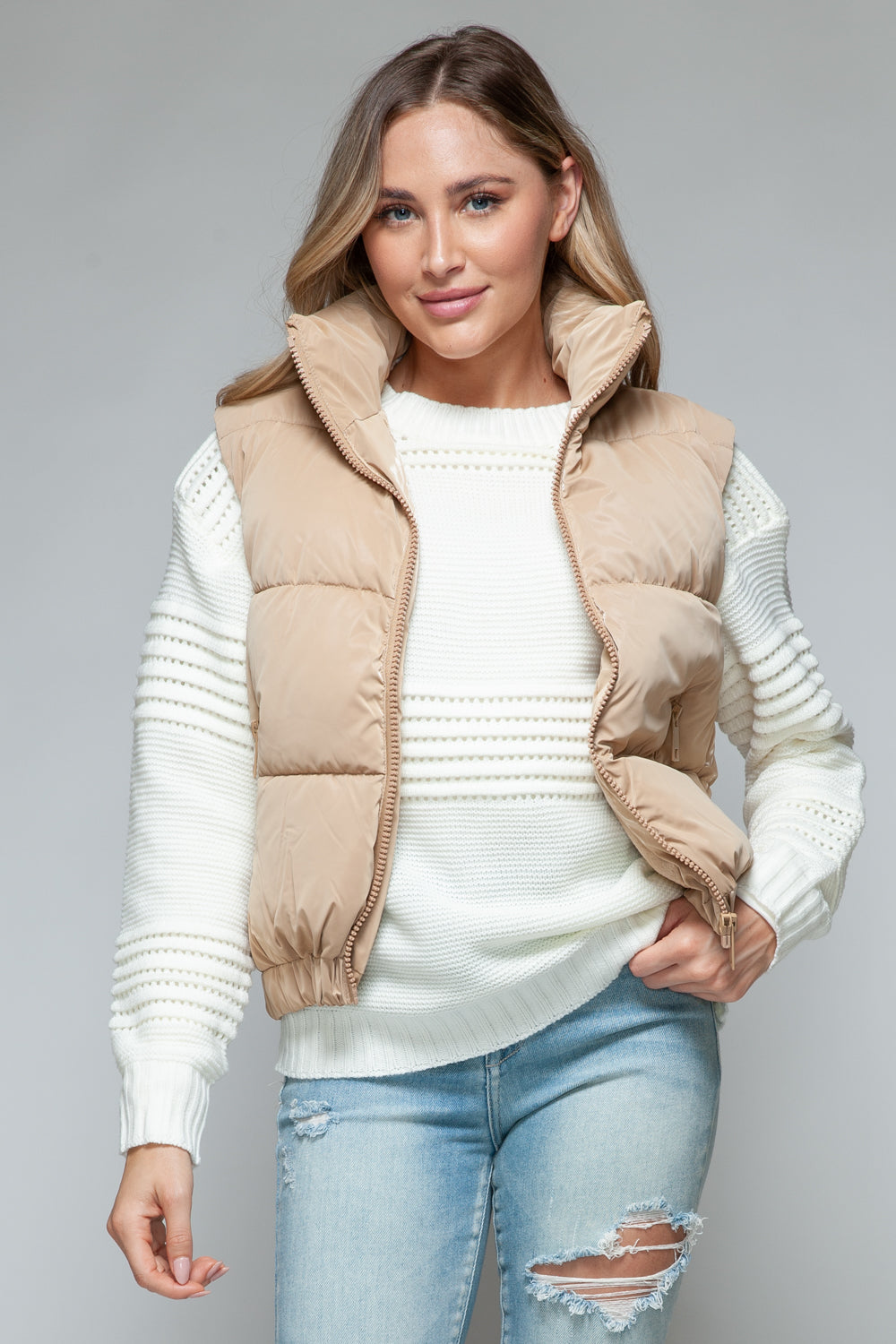 Snobbish Fine Fur Lining Quilted Vest Orchid Unique 