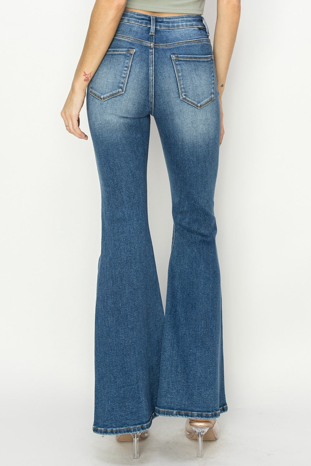 RISEN Full Size High Rise Front Seam Detailed Flare Jeans Orchid Unique 