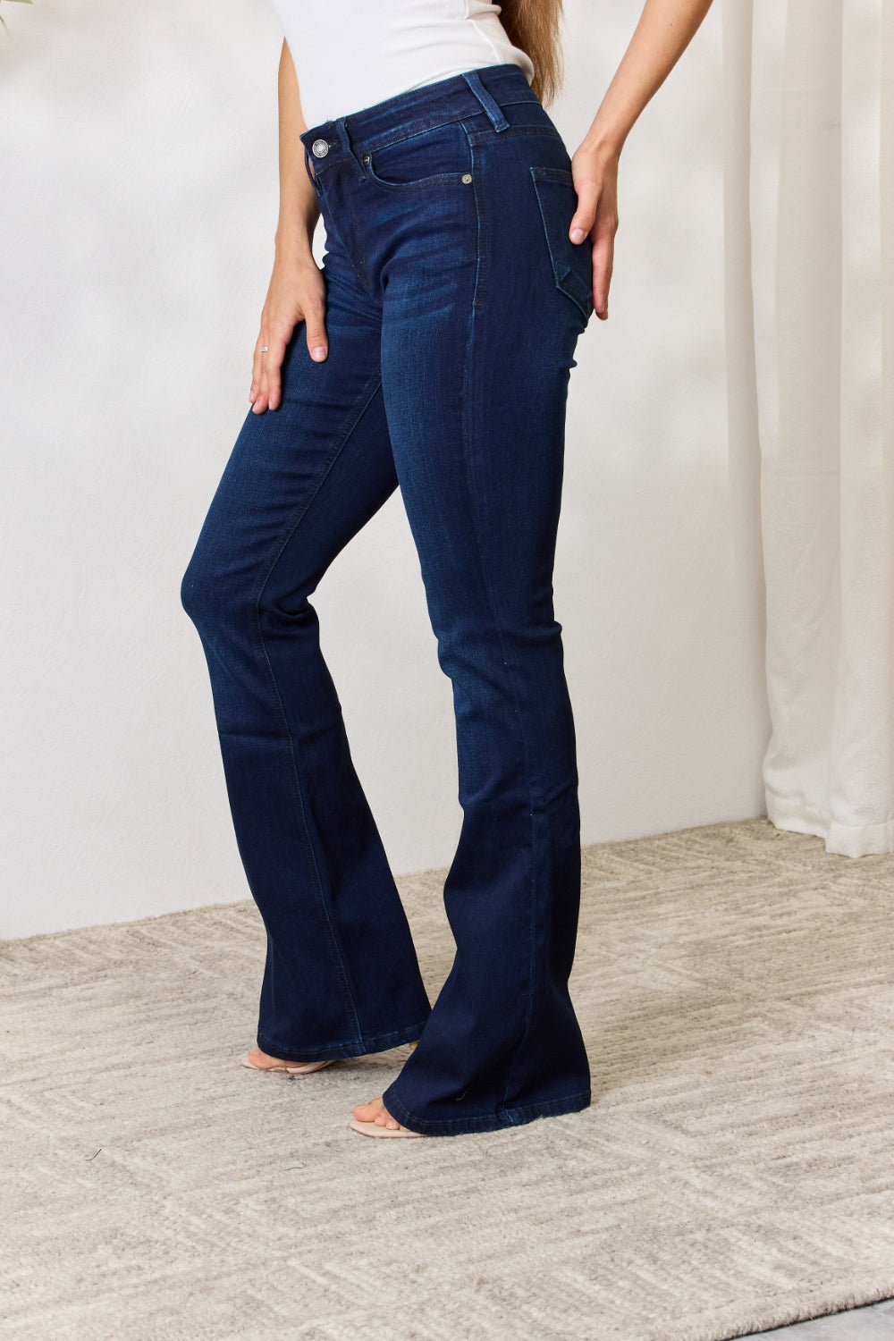 Kancan Full Size Mid Rise Flare Jeans Orchid Unique 