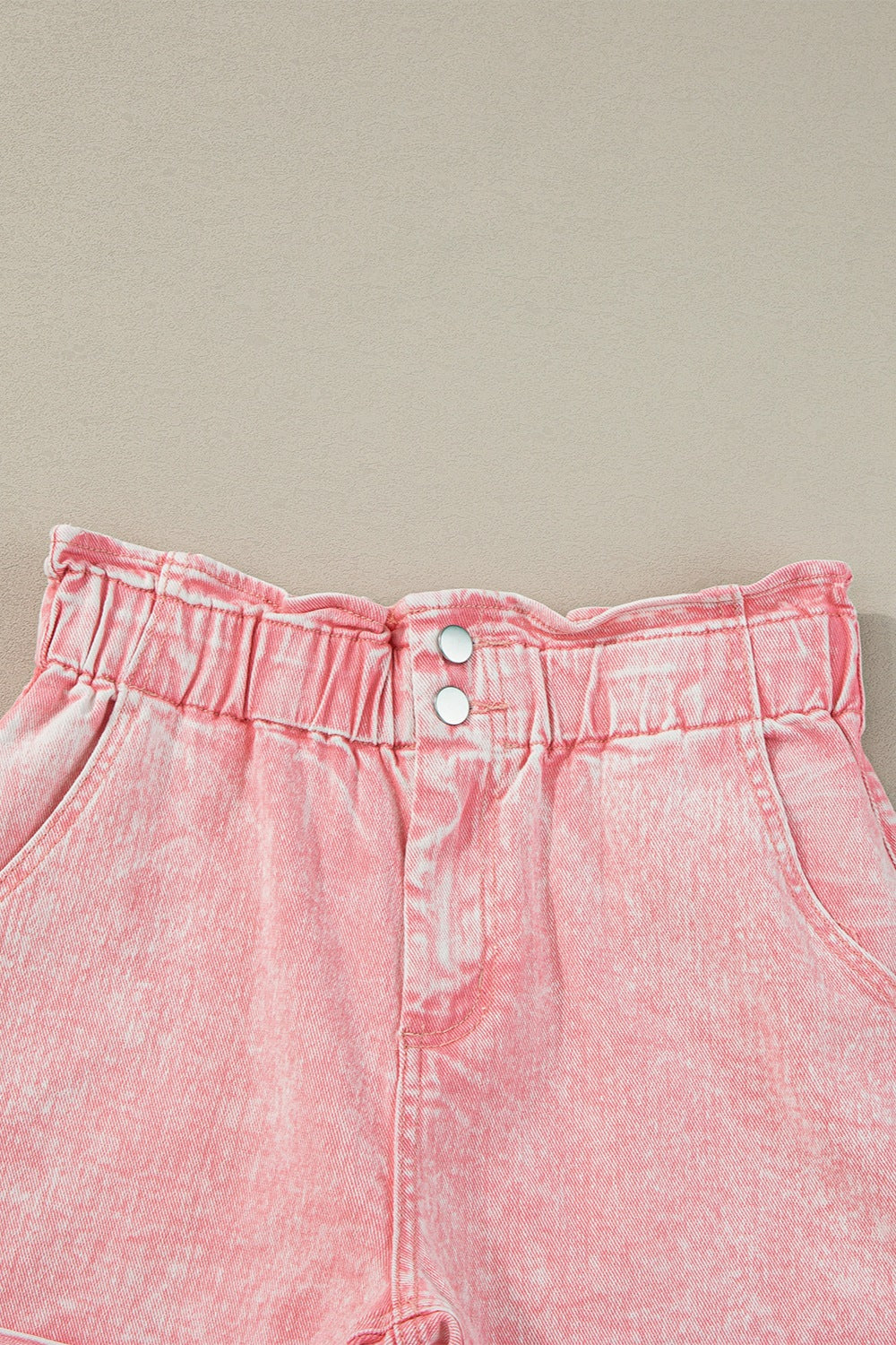 Paperbag Waist Denim Shorts Orchid Unique 