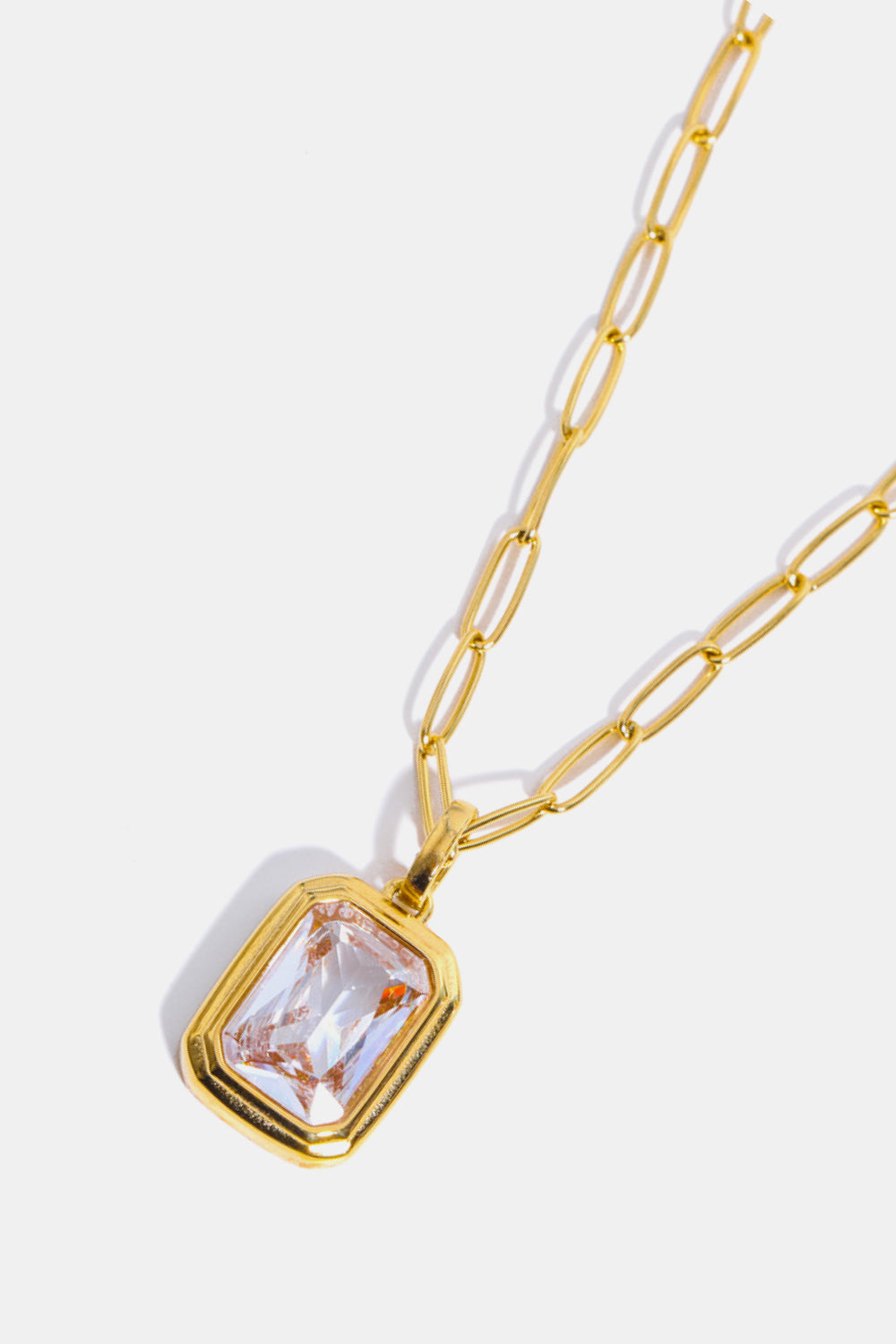 Zircon 18K Gold-Plated Geometrical Shape Pendant Necklace