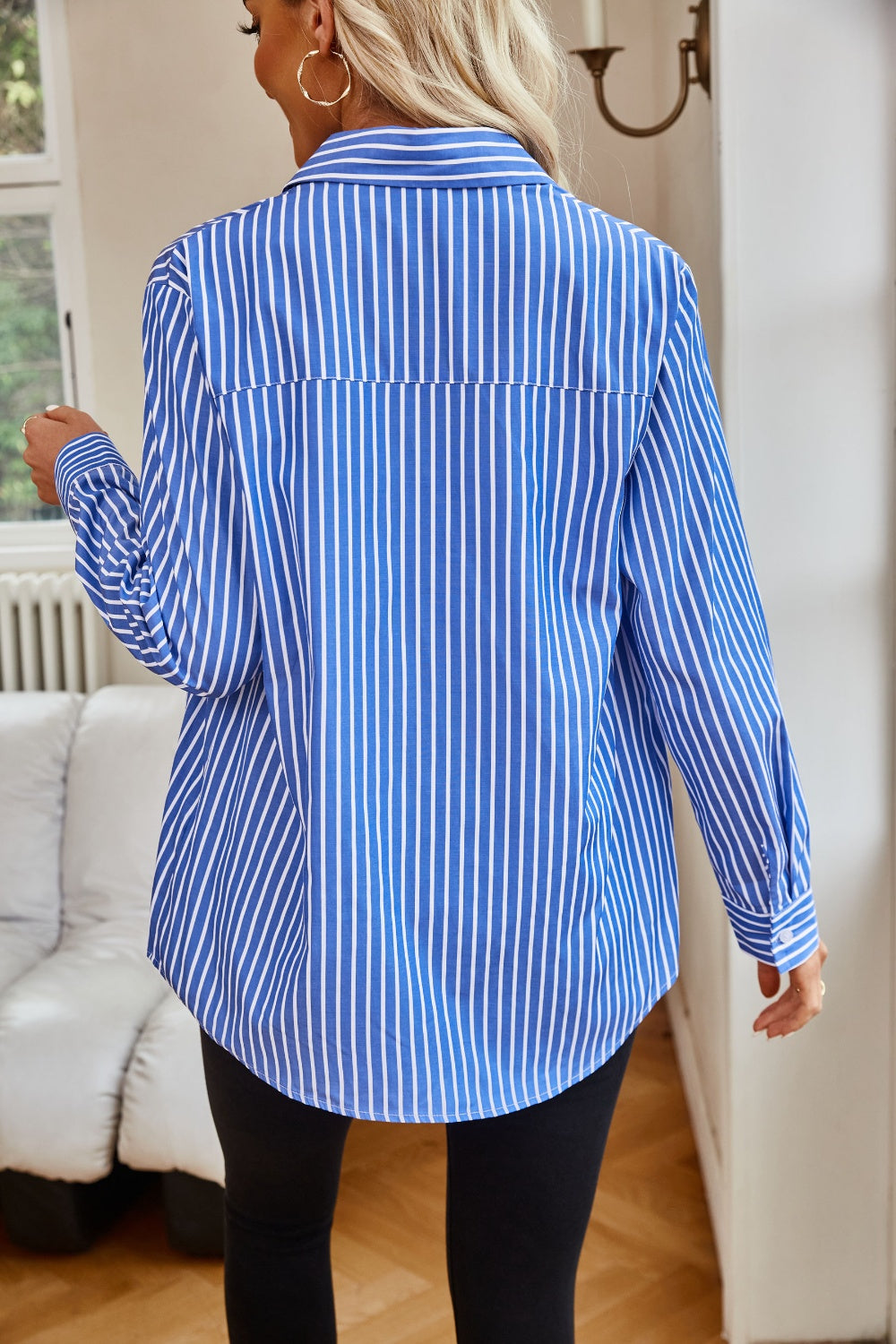 Striped Button Up Long Sleeve Shirt Orchid Unique 