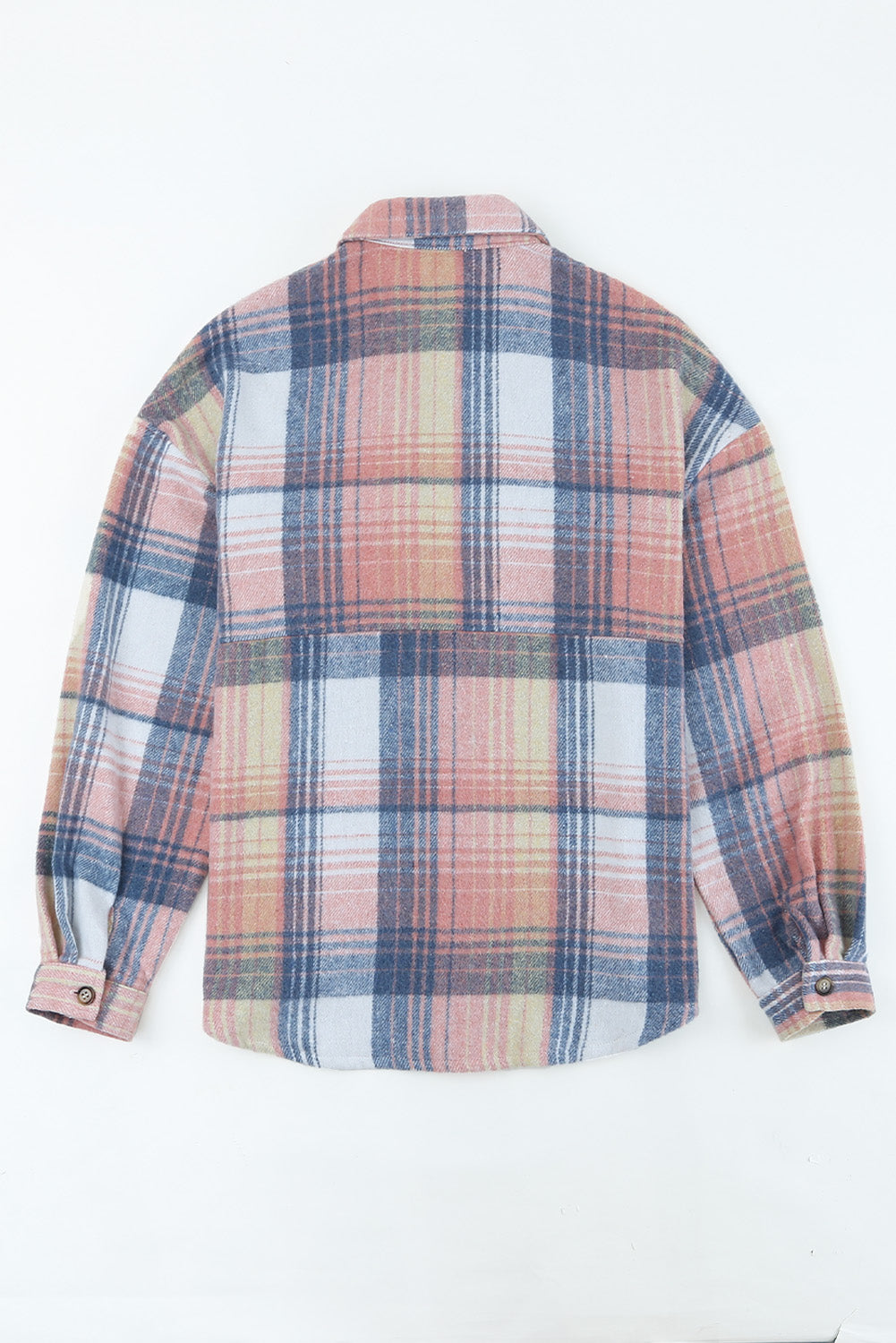 Double Take Plaid Dropped Shoulder Shacket Orchid Unique 