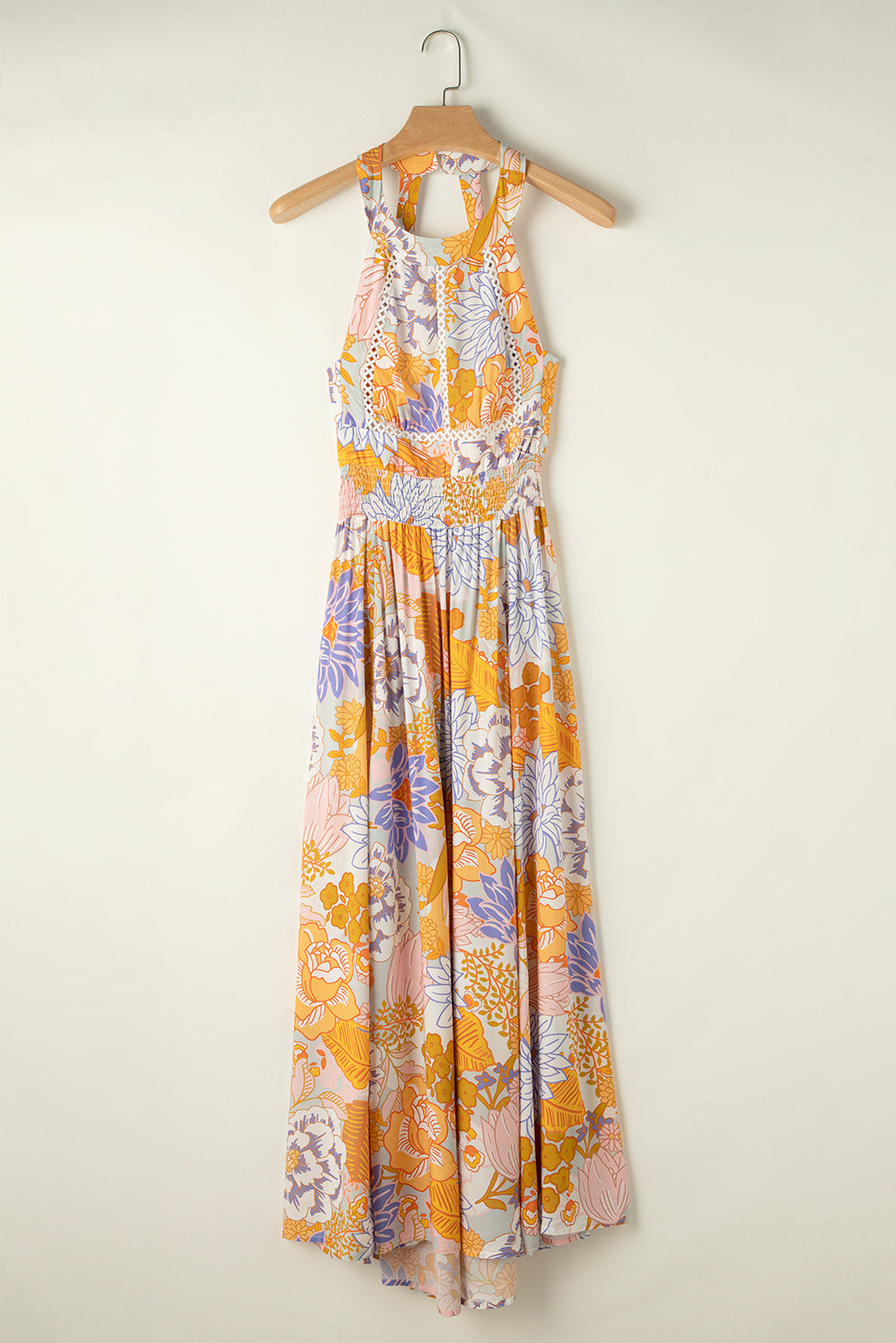 Tied Printed Grecian Sleeveless Maxi Dress Orchid Unique 