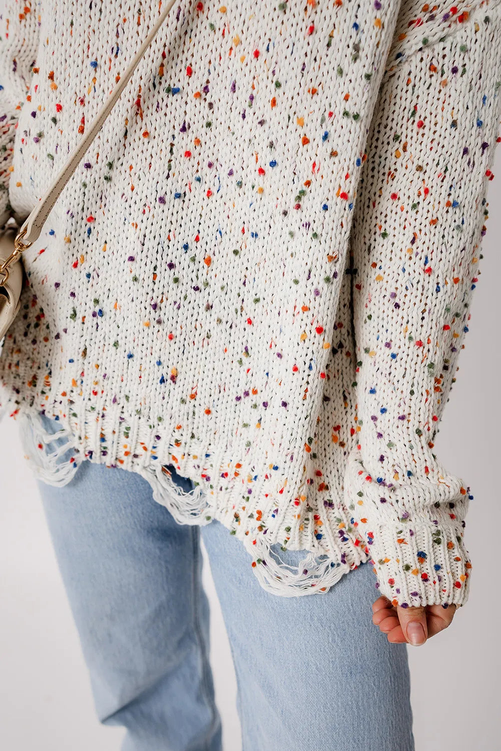 Confetti Round Neck Dropped Shoulder Sweater Orchid Unique 