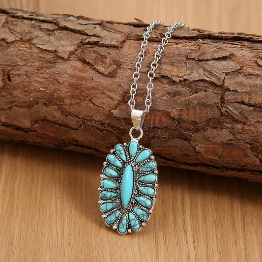 Artificial Turquoise Pendant Alloy Necklace Orchid Unique 