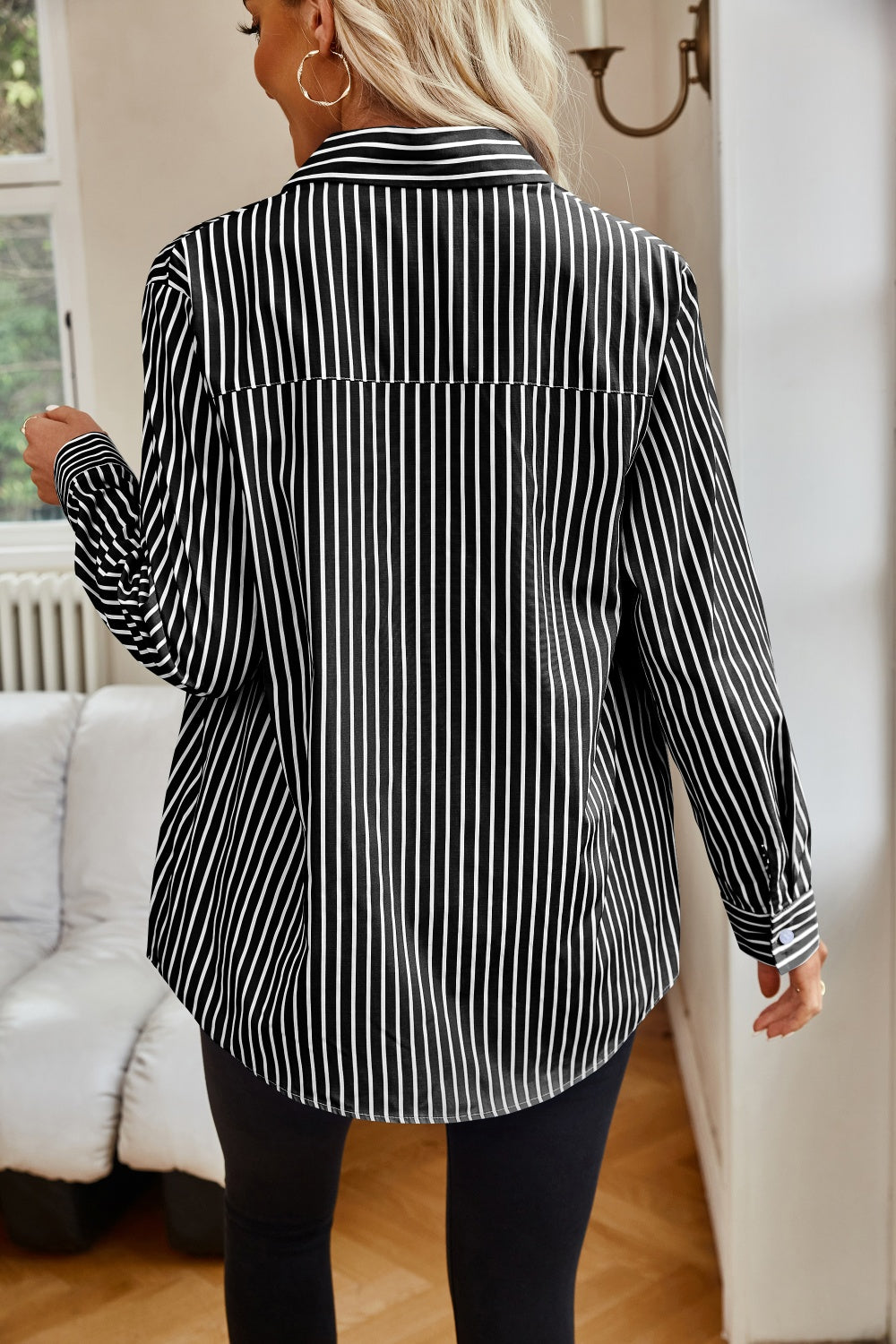 Striped Button Up Long Sleeve Shirt Orchid Unique 