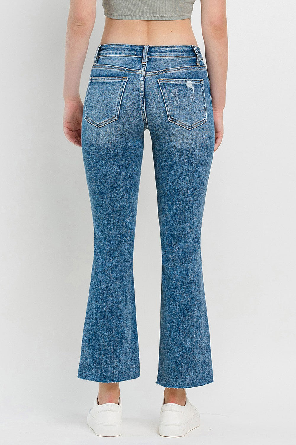 Vervet by Flying Monkey Full Size Mid Rise Distressed Cropped Flare Jeans Orchid Unique 