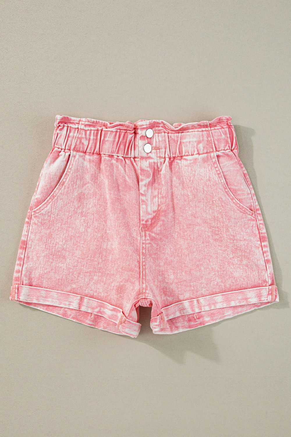 Paperbag Waist Denim Shorts Orchid Unique 