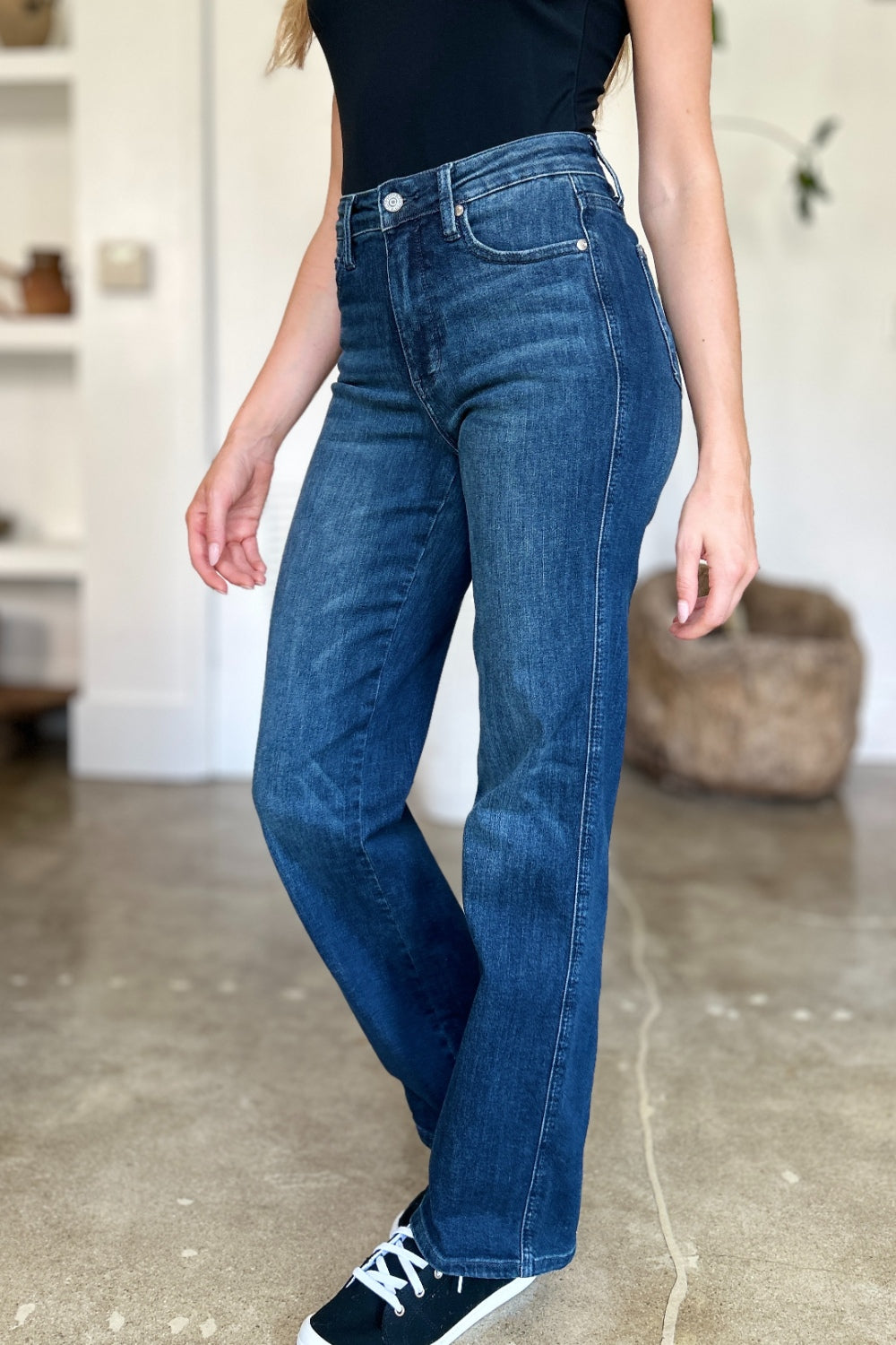 Judy Blue Full Size Tummy Control Straight Jeans Orchid Unique 