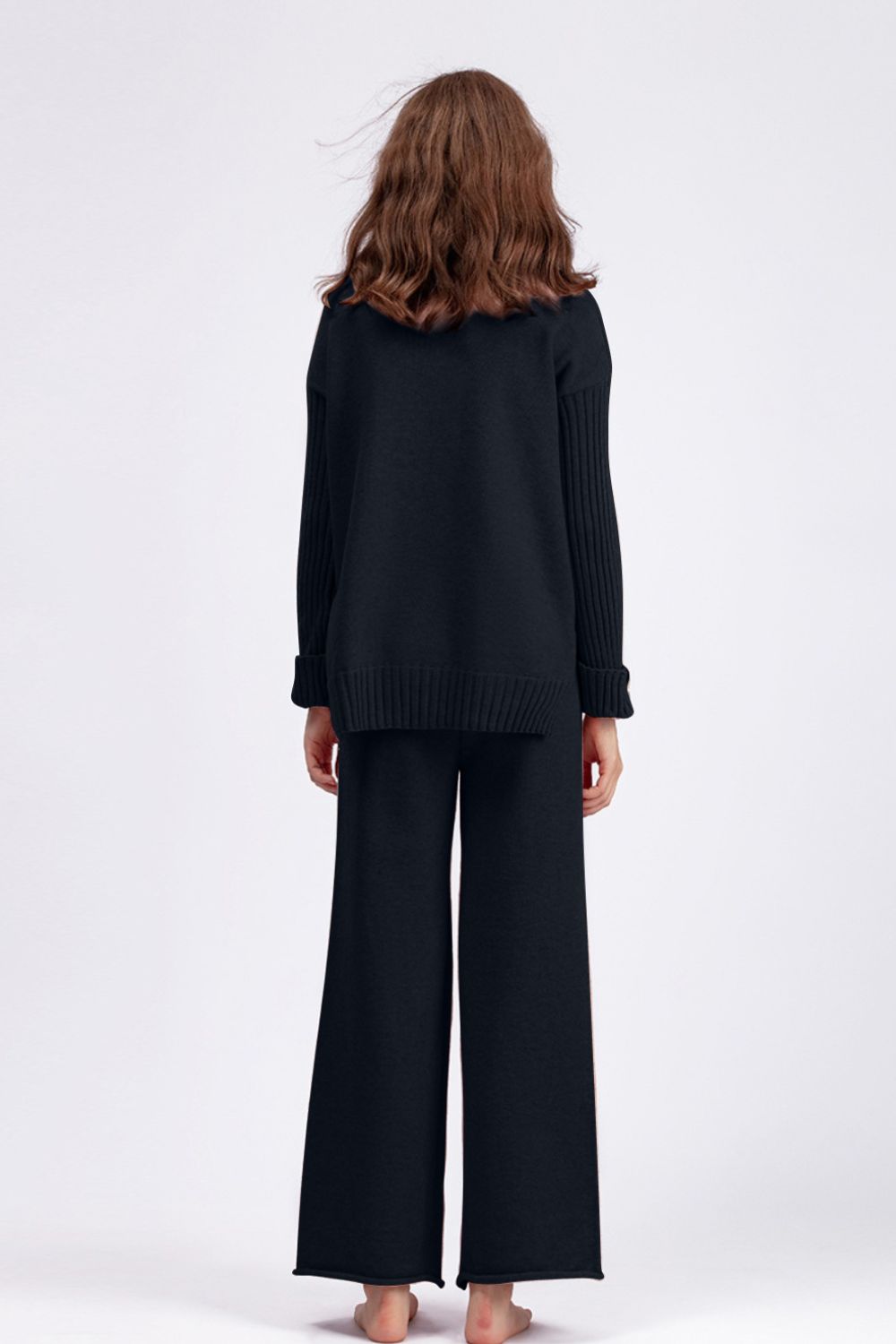 Basic Bae High- Low Turtleneck Long Sleeve Top and Pants Sweater Set Orchid Unique 