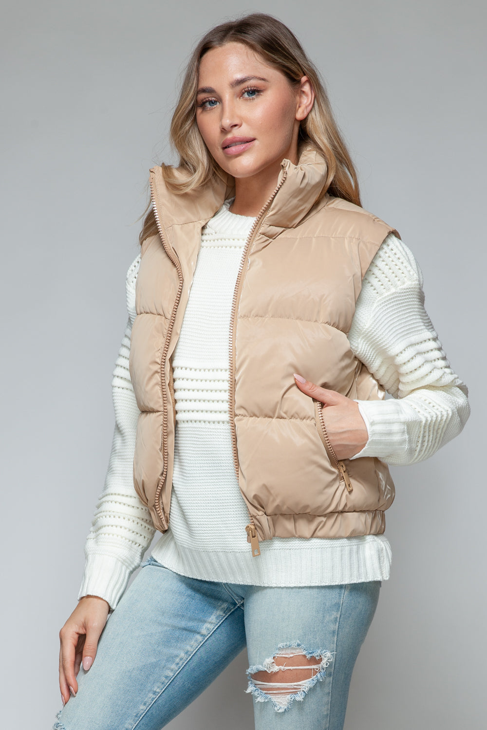 Snobbish Fine Fur Lining Quilted Vest Orchid Unique 