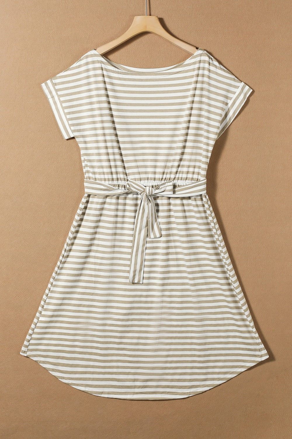 Tied Striped Cap Sleeve Dress Orchid Unique 