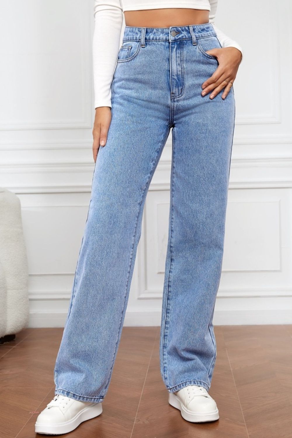 High Waist Straight Jeans Orchid Unique 