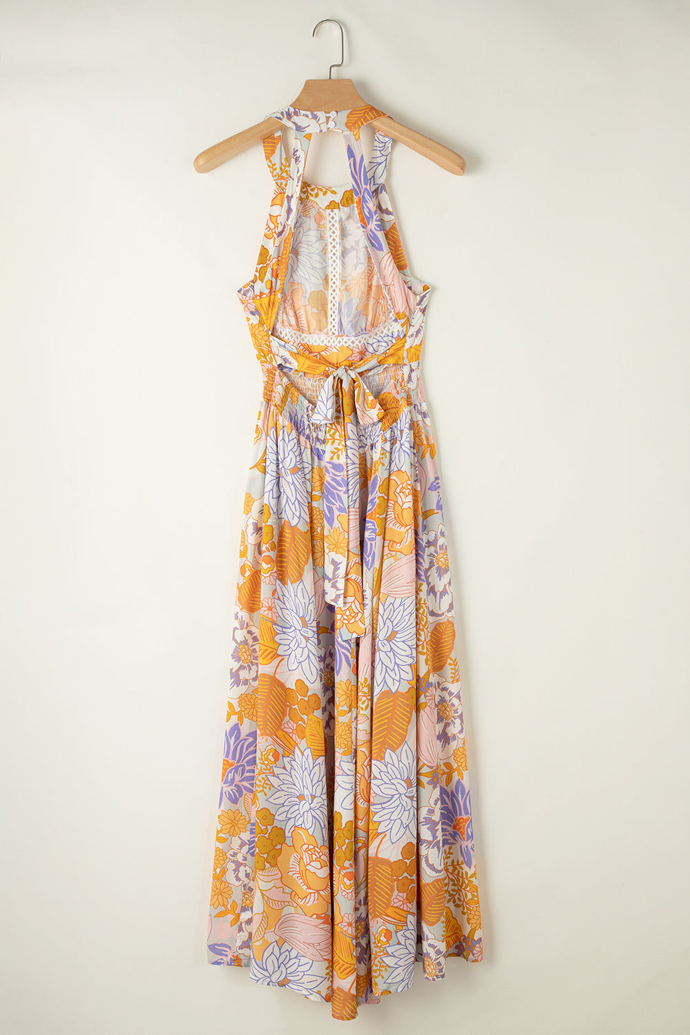 Tied Printed Grecian Sleeveless Maxi Dress Orchid Unique 