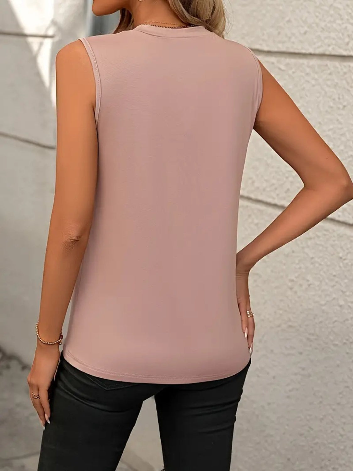 Round Neck Sleeveless Tank Orchid Unique 