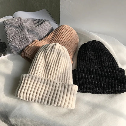 Solid Color Chenille Knitted Beanies