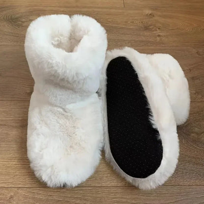 Women's Fuzzy Winter Indoor Slippers – Warm Plush Flat Shoes for Cozy Comfort