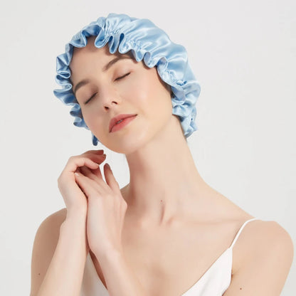 Double‑Layer 100% Mulberry Silk Turban Sleep Cap – Eco Silk Bonnet