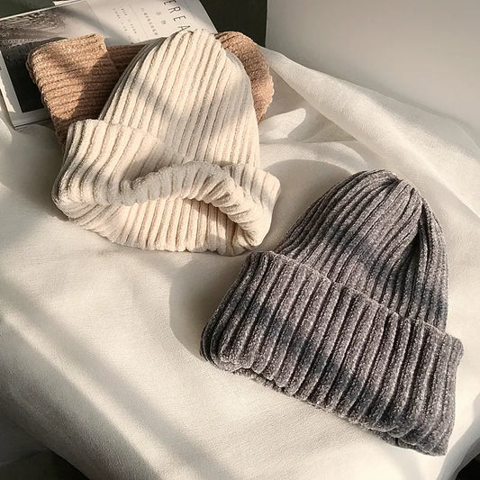Solid Color Chenille Knitted Beanies
