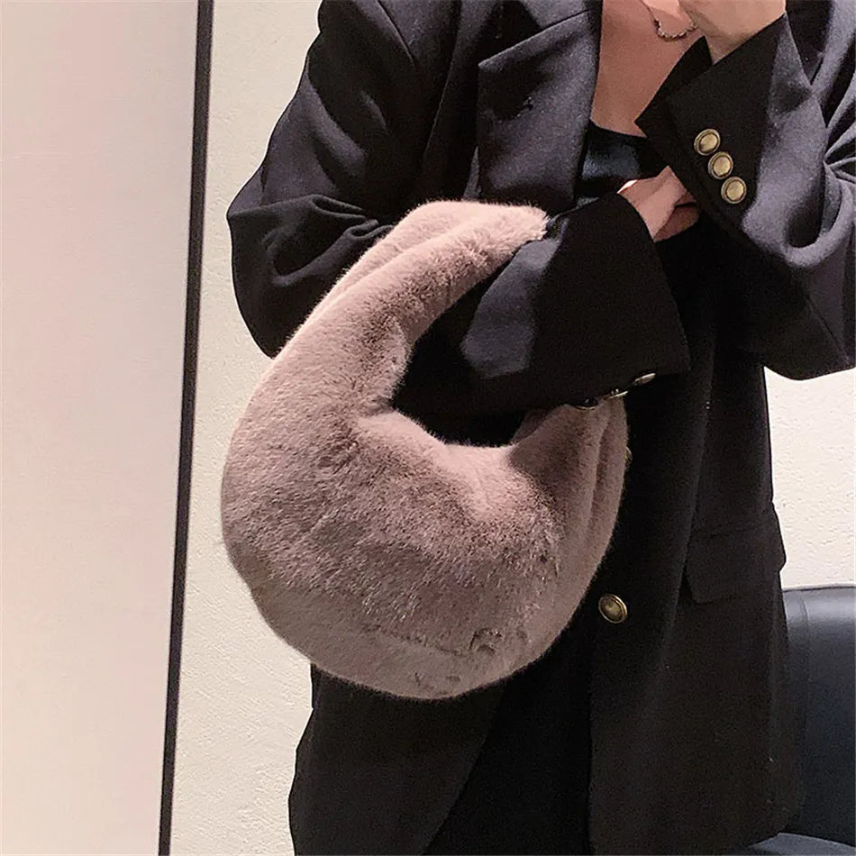 Luxury Fur Women's Small Half Moon Bag Orchid Unique 