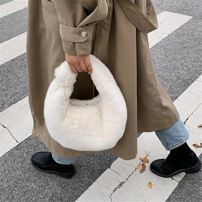 Luxury Fur Women's Small Half Moon Bag