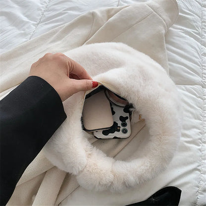 Luxury Fur Women's Small Half Moon Bag