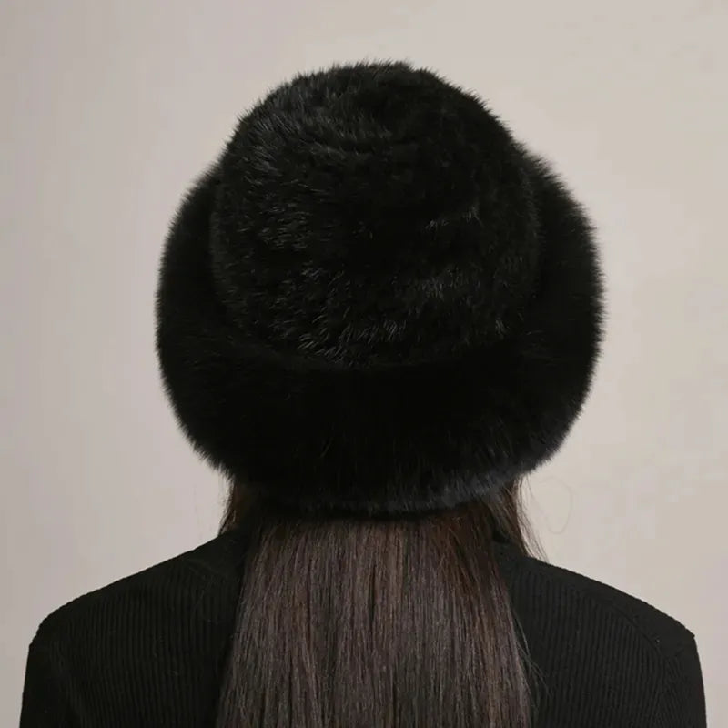 New Genuine Real Natural Knitted Mink Fur Hat Orchid Unique 